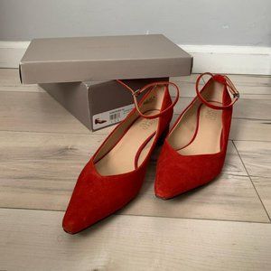 FRANCO SARTO Red Suede Flats | Block Heel